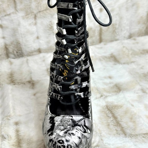 Privileged Platform Ankle Boots Animal Mag Print Lug Sole - Picture 5 of 15